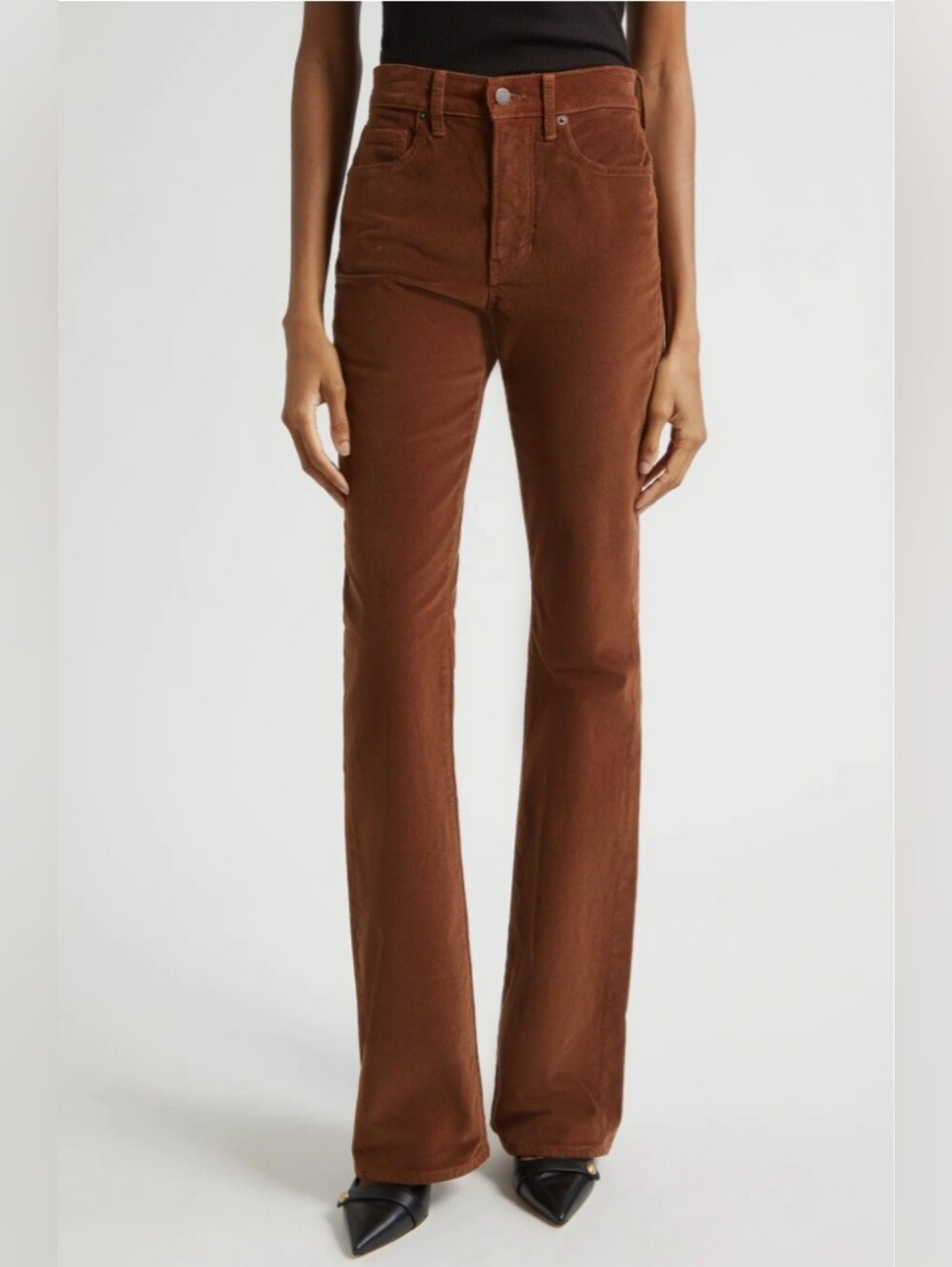 Veronica Beard Chestnut Wide-Leg High-Rise Jeans